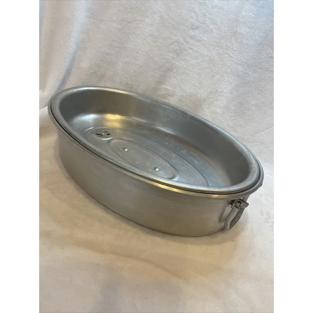 Vintage Oval Aluminum Roasting Pan with Domed Vented Lid Silver 18.5‎ Inch